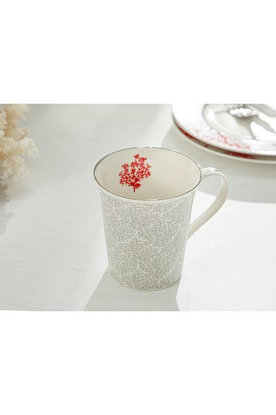 English Home Desire Sabancı 330 Ml Coral Bone Porcelain Mug - Gray and Red
