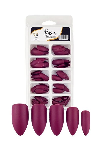 SİSA Cosmetics Sisa Profesyonel 100'lü Kutulu Bordo Badem Takma Tırnak / Kırı...