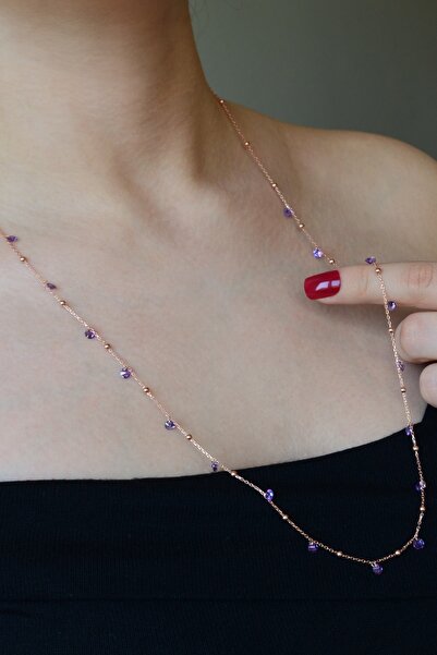 Argentum Concept 925 Ayar Gümüş Zirkon Taşlı Toplu Uzun Kolye - N118001