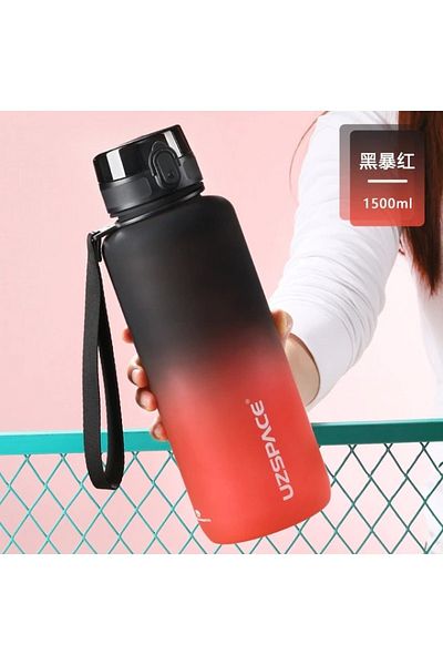 Uzspace 1500ml Sports Water Bottle Time Marker Double Color Portable Leakproof Drink Flask Bpa Free