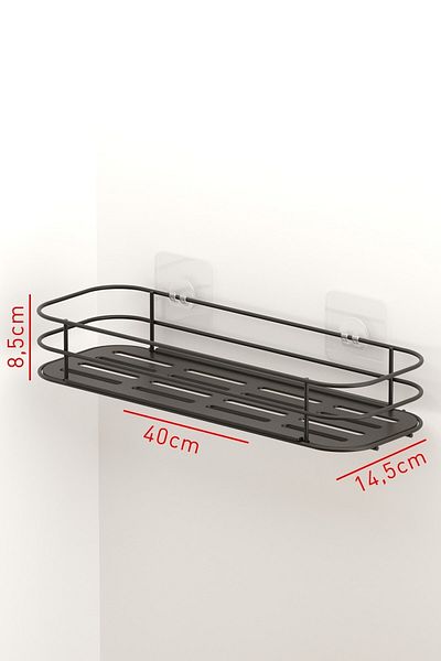 Tekno-tel Teknotel Αυτοκόλλητο Ψηλό Ράφι Μπάνιου & Κουζίνας Μαύρο Ματ Grena Series St123