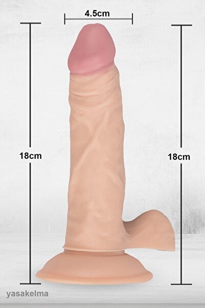 Biosal Vantuzlu Testisli Realistik Vibratör Anal Plug 18cm