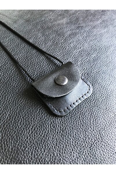 ViP GiFT Kayı Dörtgen Cevşen Dualı Kolye Muska Siyah Hakiki Deri