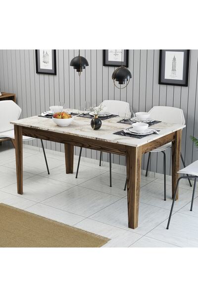 Variant Mobilya Variant Milan Yemek Masası - Ceviz / Beyaz Mermer