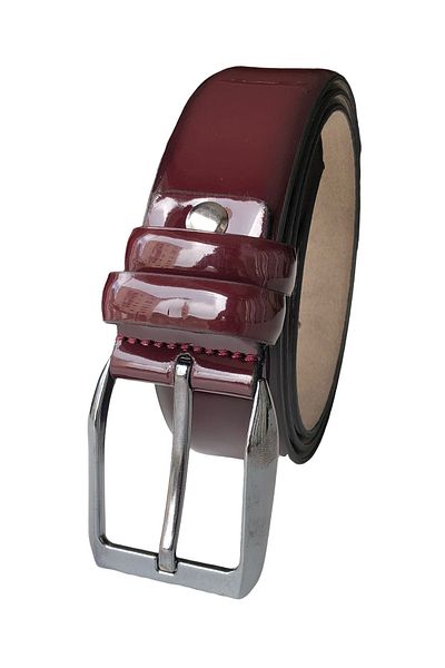 Yage 3.5 Cm Claret Red Patent Leather Classic Belt