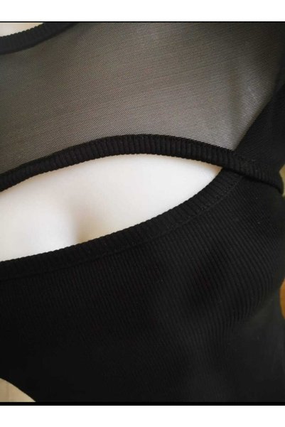 morche Chest Tulle Detail Crop Top