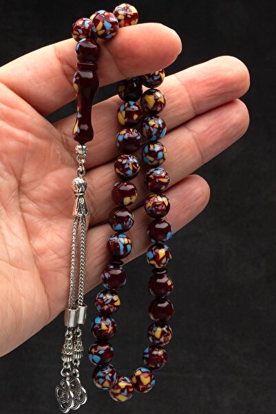 OTTOTESBİH Ο μπαμπάς είναι σαν το πλατάνι, μωσαϊκό σε σκόνη κεχριμπαρένιο ροζάριο σε ξύλινο κουτί