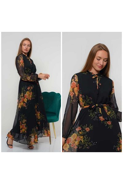 CİXAPLE Floral Patterned Chiffon