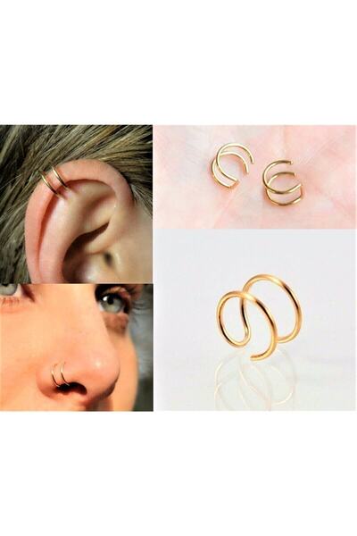 MR&MRS ROYALS Deliksiz Sıkıştırma Fake Dudak Burun Kulak Kıkırdak Septum 316l...