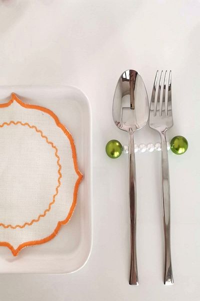 Emtory Home 6 Pieces Modern Green Pearl Fork Spoon Knife Serving Presentation Rests