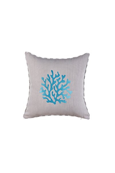 caka home design Star Case Piping Coral (Beige Background / Blue Embroidery /...