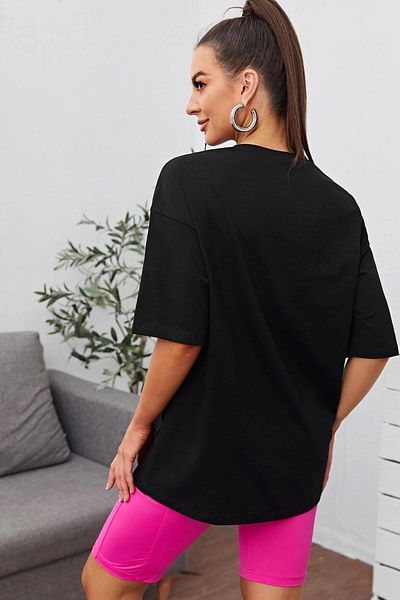 Mad&Calf Γυναικείο μπλουζάκι Oversize Babe με εμπριμέ Loose Cut