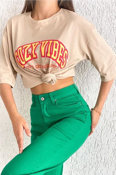 FEMELLE Tricou casual de damă cu imprimeu Cozy Vibes