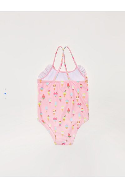 LC Waikiki Badeanzug mit Rundhalsausschnitt und Aufdruck für Baby-Mädchen aus flexiblem Stoff