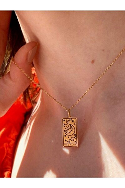 Redstone Store Tarot Kartı Plaka Kolye 925k Gümüş Ay, Güneş, Dünya, El, Yıldız