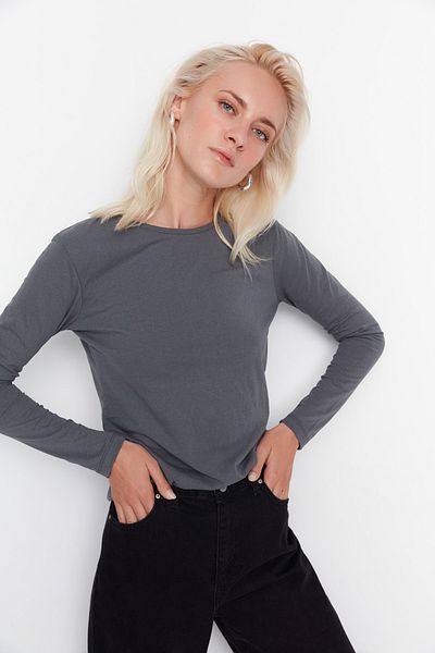Trendyol Collection 3 Pack White-Grey-Black 100% Cotton Crew Neck T-Shirts - Twoaw21Ts0094