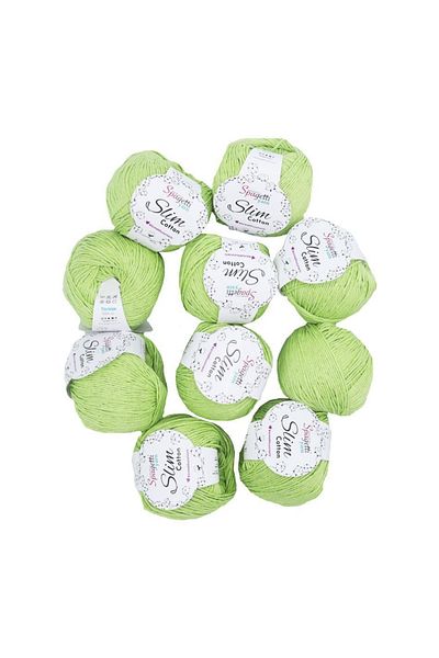 Spagettiyarn Slim Cotton 10 Pack Πράσινο Φιστίκι Πλεκτό Χέρι