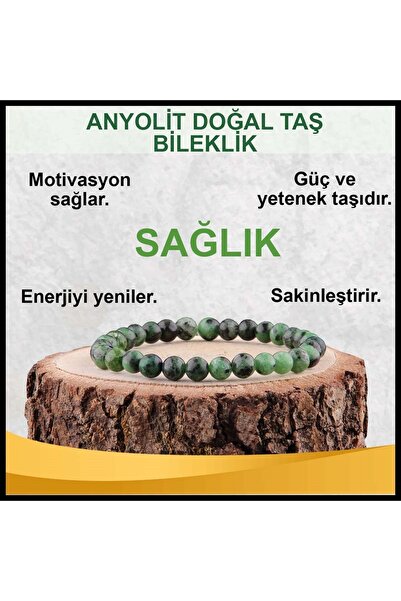 OSMANLI DOĞAL TAŞ Sertifikalı Anyolit Doğal Taş Bileklik 6 Mm - B816