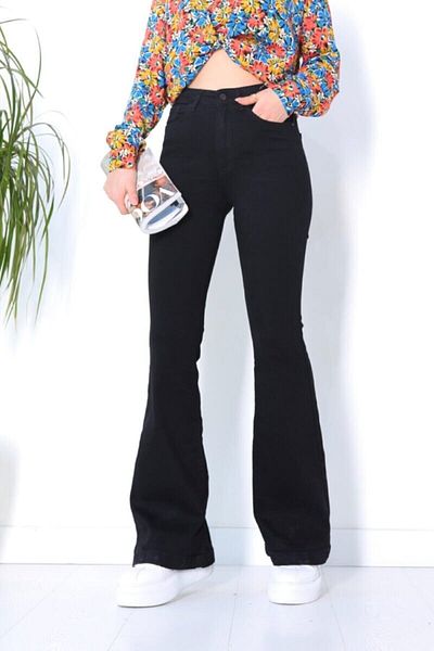 Ramrod Nivola Black High Waist Lycra Flared Leg Jeans