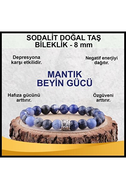 OSMANLI DOĞAL TAŞ Sertifikalı Sodalit Doğal Taş Bileklik 8 Mm - B511