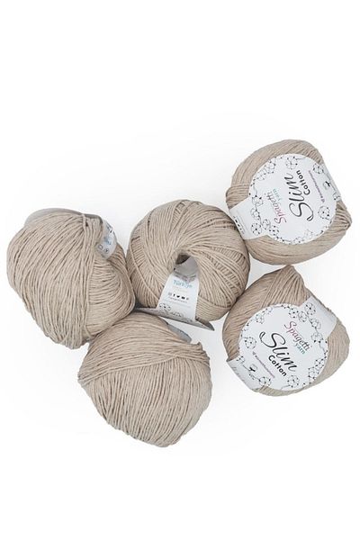 Spagettiyarn Slim Cotton Plus 5 τεμαχίων μπεζ πλεκτό νήμα