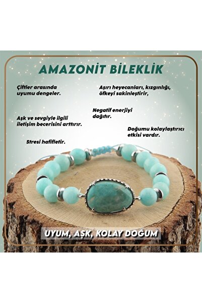 OSMANLI DOĞAL TAŞ Sertifikalı Amazonit Doğal Taşı Bileklik - 8 Mm B653