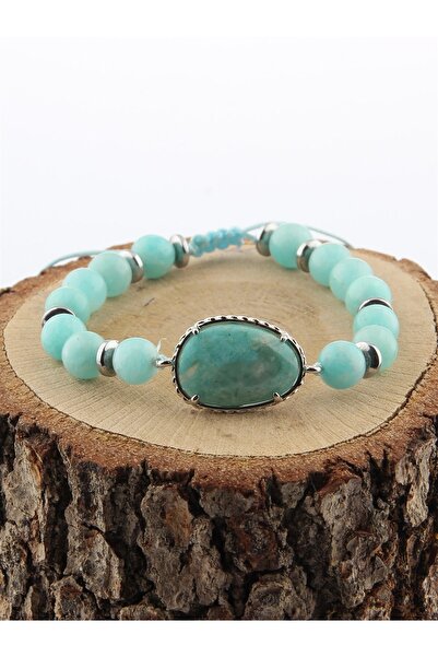 OSMANLI DOĞAL TAŞ Sertifikalı Amazonit Doğal Taşı Bileklik - 8 Mm B653