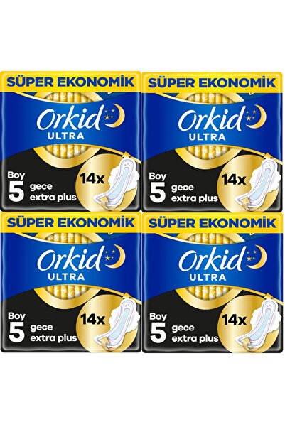 Orkid Ultra Hijyenik Ped Gece Ekstra Plus 14'lü 4 Adet