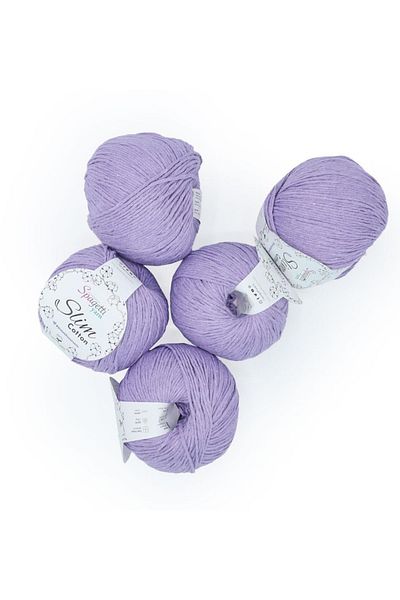 Spagettiyarn Slim Cotton Plus 5-Piece Lilac Hand Knitting Yarn