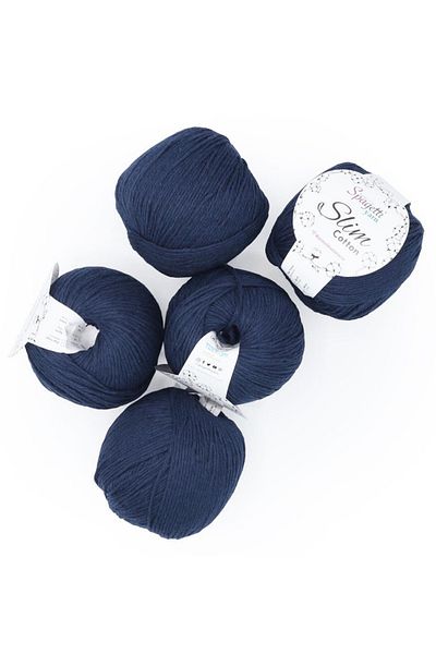 Spagettiyarn Slim Cotton Plus 5 τεμαχίων Navy Blue Πλεκτό νήμα
