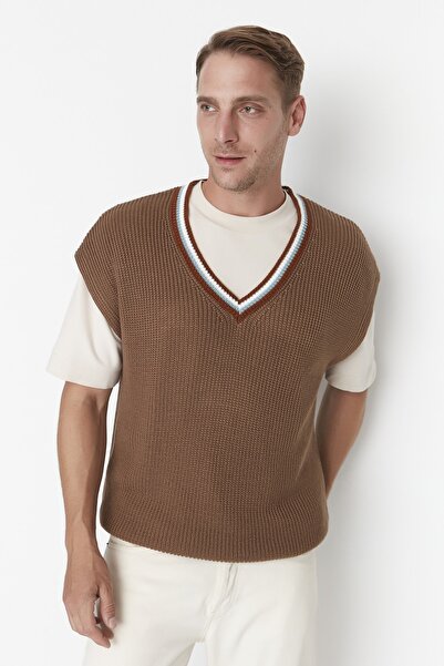 Trendyol Collection Sweater Vest - Brown - Oversize