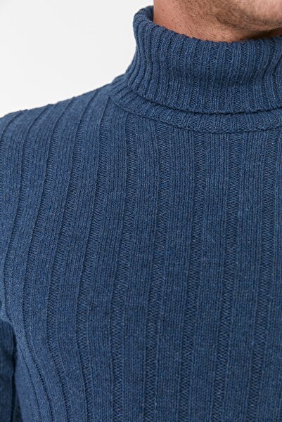 Trendyol Collection Turtleneck Indigo Slim Fit Knitwear Sweater - Tmnaw21Kz0392
