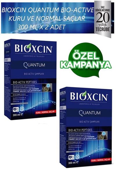 Bioxcin Quantum Bio Activ Shampoo - 300 Ml x 2 Pieces for Dry and Normal Hair