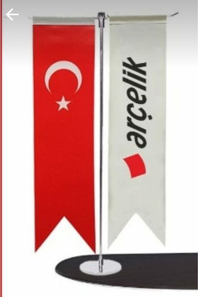 ETİKETLİK FİYATLIK Бяло знаменце за маса с шарка на турско знаме - Т-образно, две части