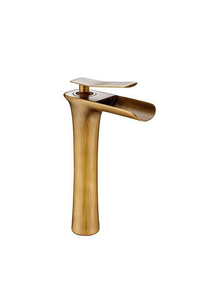 Fause High Bowl Sink Faucet Waterfall Antique Antique Ksl102-a