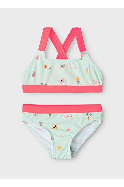 name ıt Name It13199651-y Quick Dry Feature Antibacterial Patterned Light Blue Girl's Bikini Set