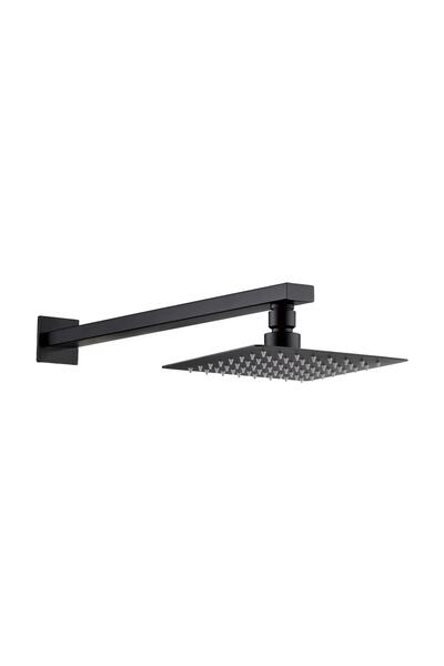 Fause Ankastre Duş Başlığı Borulu Kare Slim Metal 20x20 Cm Siyah