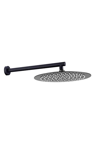 Fause Ankastre Duş Başlığı Borulu Oval Slim Metal Ø25 Cm Siyah
