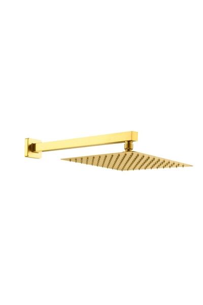 Fause Ankastre Duş Başlığı Borulu Kare Slim Metal 25x25 Cm Altın