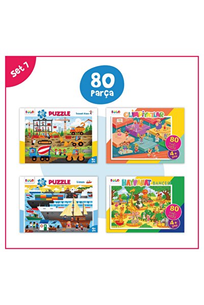 Eolo Yayıncılık 4 Yaş Puzzlet2 Olimpiyat, Hayvanat Bahçesi, Inşaat Alanı, Liman