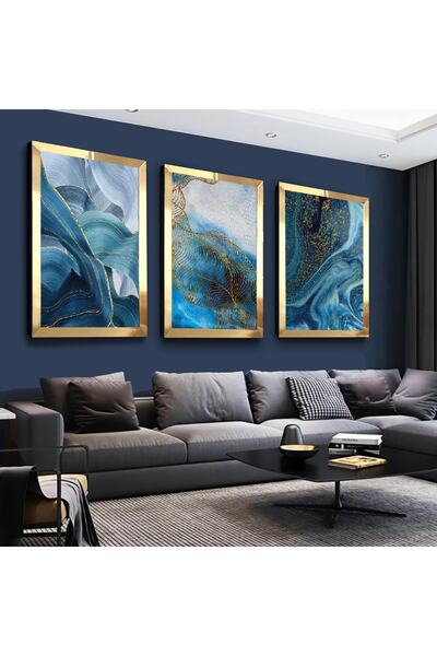 Zevahir Mobilya Dekorasyon Set de masă triplu MDF modern de culoare albastră ...