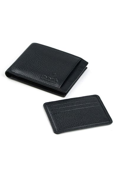 Eminsa Men's Black Leather Wallet with Card Holder Detail