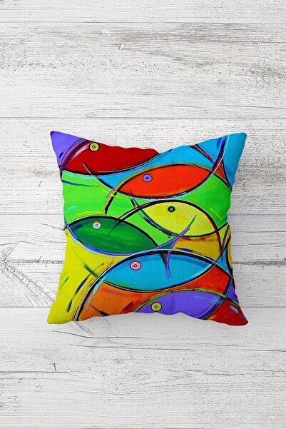 Pelangi مجردة نمط الأسماك مزدوجة الجانب المطبوعة المخفية زيبر وسادة رمي وسادة...