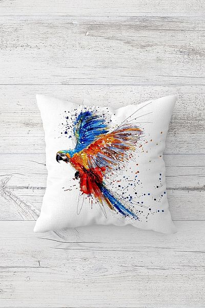 Pelangi Watercolor Colored Parrot Double Side Printed Hidden Zipper Pillowcase Throw Pillow Seat Pillowcase