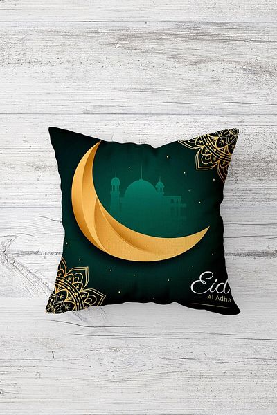 on the clouds Green Mosque Husă de pernă cu fermoar ascuns cu tematică Ramadan, imprimată pe o parte