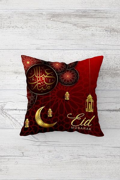 on the clouds Burgundy Eid Mubarak Ramadan tematică cu două fețe imprimate cu fermoar ascuns pernă pernă