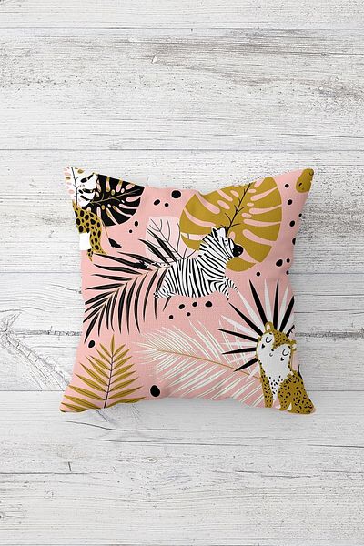 on the clouds Zebra And Tropical Pattern Double Sided Printed Hidden Zippered Pillowcase Throw Pillow Pillowcase