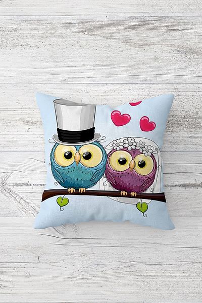 on the clouds Owl with Friend One Side Printed Hidden Zipper Pillow Case Throw Pillow Sofa Pillow Case