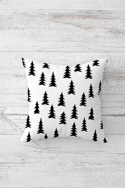 on the clouds Black and White Pine Tree Double Sided Printed Hidden Zipper Pillowcase Throw Pillow Seat Pillowcase