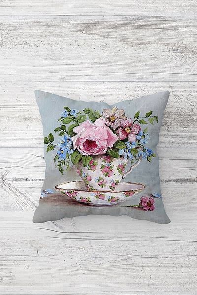 on the clouds Vintage Flower Patterned Double Sided Printed Hidden Zippered Pillowcase Throw Pillow Seat Pillowcase